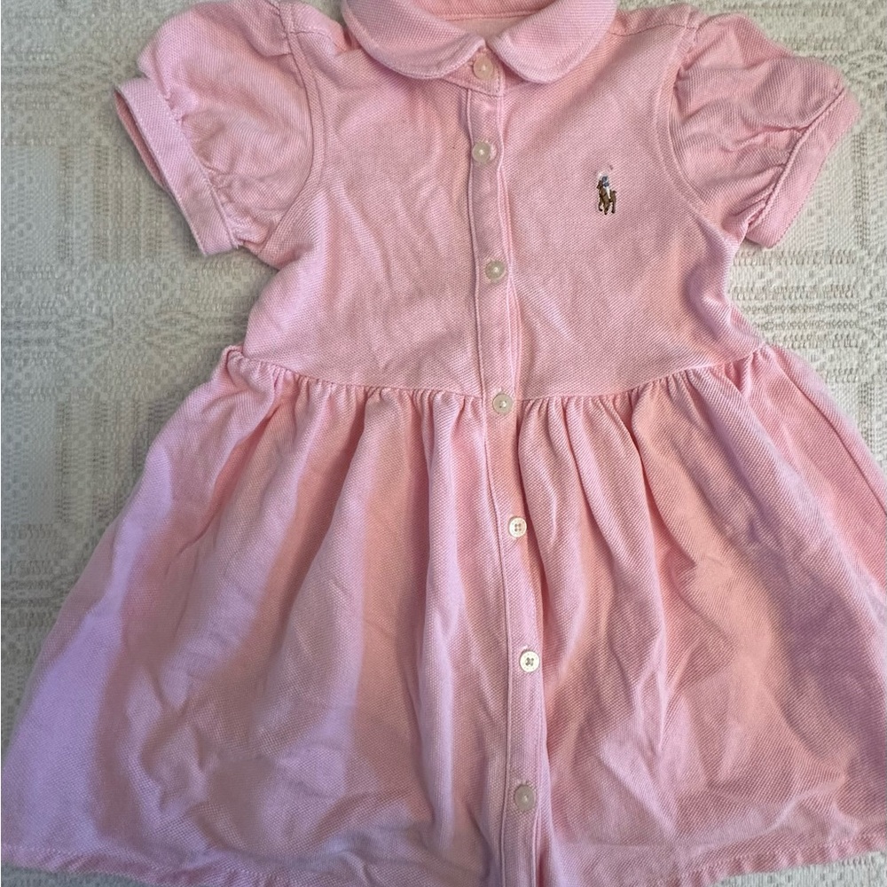 Ralph Lauren 9 months pink button down dress in excellent condition